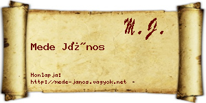 Mede János névjegykártya