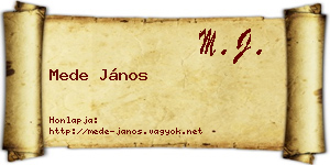 Mede János névjegykártya